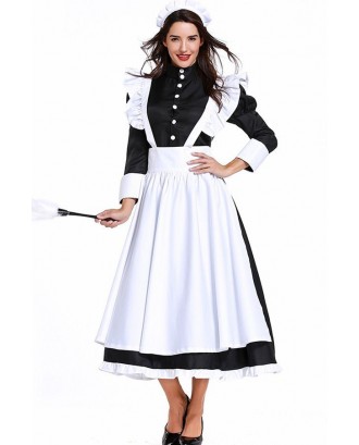 Black-white England Maid Halloween Apparel