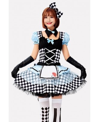 Light-blue Alice In Wonderland Maid Dress Halloween Apparel